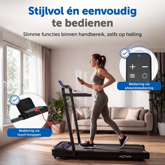 ACTYV Loopband Inklapbaar 1-12km/u met 6% Hellingsfunctie - Inclusief Smeerolie, Beschermmat - Hardloopband - Treadmill - Wandelband - Walking pad - Voor Thuis - Elektrisch - Opvouwbaar V3