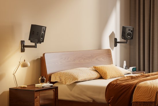 Speaker muurbeugel universeel - wandmontage speakers - luidspreker muurbeugel - muurmontage speakers - draaibaar roteerbaar kantelbaar - 25 kg belastbaar - set van 2 stuks