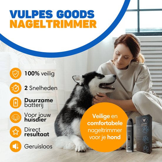 Vulpes Goods®Huisdier Elektrische Nagelvijl - Diamant Vijlkop - Oplaadbaar - Zwart