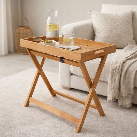 Ceruzo Bijzettafel Malibu – Inklapbaar – Dienblad – 50 cm – Paulownia Hout