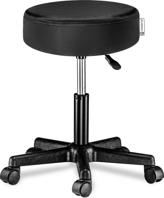 Casaria Verstelbare Draaikruk - 46/60cm Zithoogte – 1 Stuks Zwart