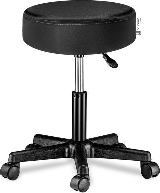 Casaria Verstelbare Draaikruk - 46/60cm Zithoogte – 1 Stuks Zwart