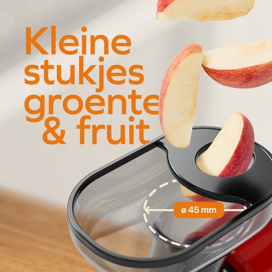 KitchenBrothers Slowjuicer - Compact - Juicer - Groenten en Fruitpers - 45 mm - 500 ml - Rood