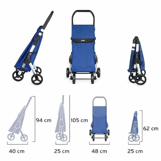 Duett Muuvi Up Boodschappentrolley - Tasinhoud 46L - 4 Wielen - Opvouwbaar - Blauw