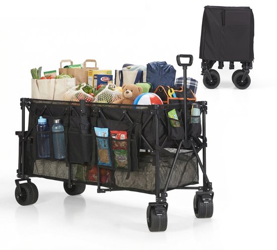 Mr Fold Bolderkar - XL - Opvouwbaar - 600L - 300KG Draagkracht - Zwart - 5 Jaar Garantie