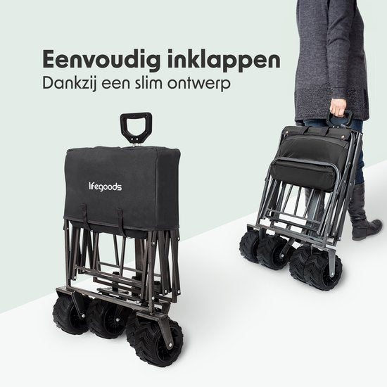 LifeGoods Bolderkar - Opvouwbaar - 80KG Draagkracht - 94L - Wasbaar Polyester - Zwart