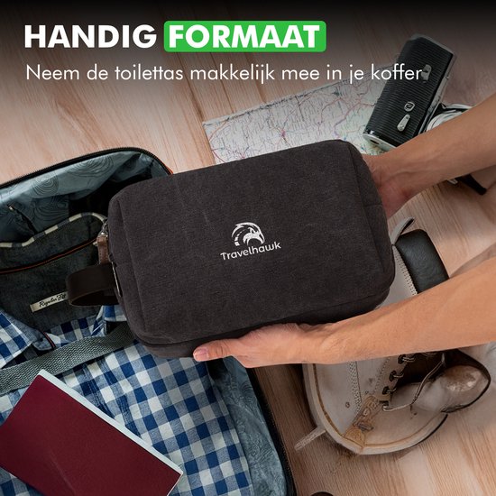 Travelhawk Toilettas -Unisex Toilettas - Toilettas Heren - Travel Organizer - Toilettas Dames - 1 Liter - Zwart