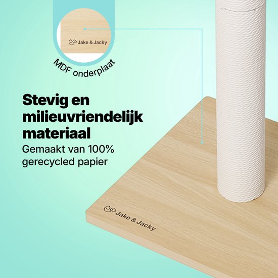 Jake en Jacky Krabpaal Hout - Houten Krabpaal voor Katten - met Papieren Touw - Krabmeubel - 80 cm