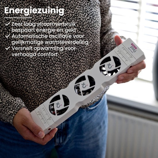 Ezeefox Radiatorventilator met 3 Ventilatoren en Thermosensor - Monoset - Universeel - Energiezuinig - Zeer stil - Radiator Ventilator – Wit