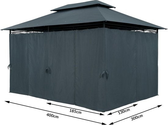 Casaria Paviljoen Topas 3x4m - UV-bescherming 50+ - Antraciet