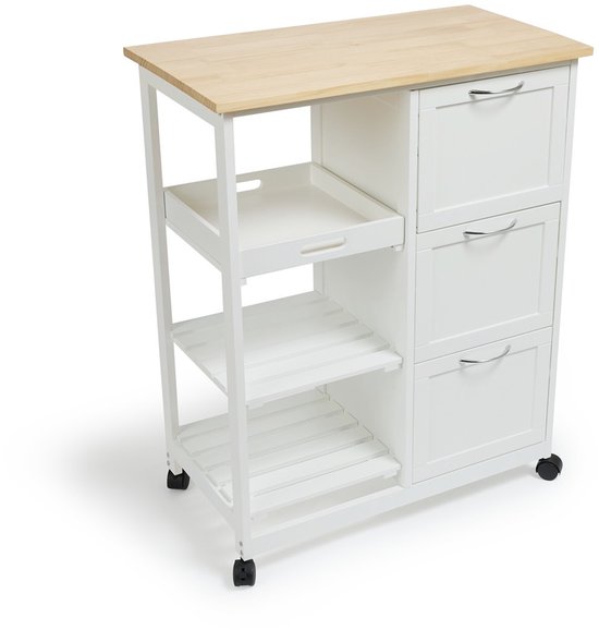 Lifa Living Keukentrolley Sophie - Wieltjes - Serveerwagen - Wit - 67x37x84(LxBxH)