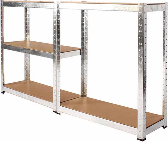 2x Profeco Heavy Duty opbergrek 180x90 cm - RVS stellingkast - 10 planken - Draagvermogen 175 kg per plank - Opbergkast garage & schuur