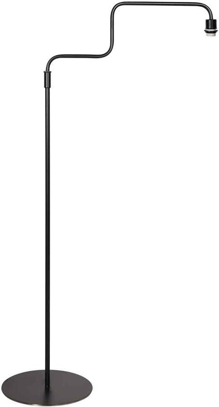 Zwarte Vloerlamp Bloeba 4169ZW van Steinhauer met verstelbare hoogte (150-165 cm) en uitrekbare zwenkarm tot 66 cm, metalen basis met blauwe velours kap Ø40cm, trendy design voor binnen.