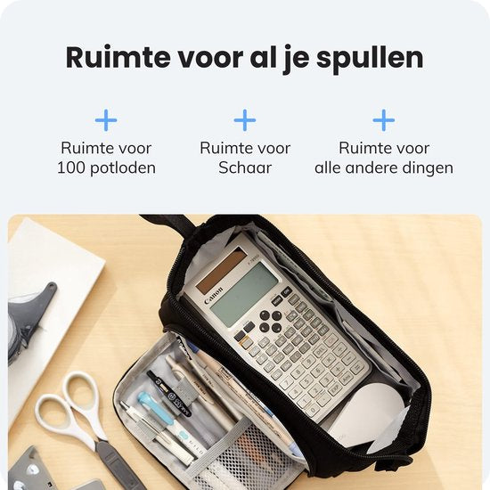 Diydash Etui XL - Pennenzak - Pennenetui - Schooletui - Grote Etui - Schoolspullen - Trousse Scolaire - Voor meisjes, jongens en volwassenen - Zwart