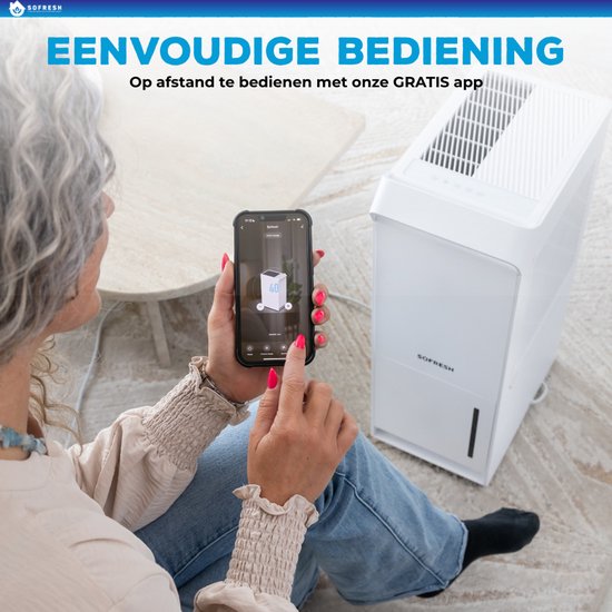 Sofresh luchtontvochtiger 25 Liter per dag - Ontvochtiger en Dehumidifier voor Kelder, Badkamer, Zolder en woonkamer - Wit