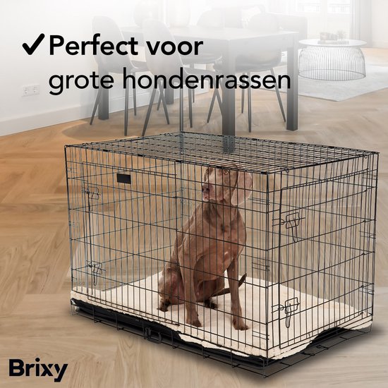 Brixy Hondenbench - Bench Voor Honden - Maat XL - Opvouwbaar - 107 x 72 x 77 CM - 2 Deuren - Zwart