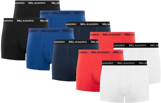 Milanoro - Set van 10 stijlvolle katoenen boxershorts - Classic - XL