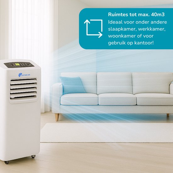 Lifetime Air Mobiele Airco - Airconditioning, Luchtontvochtiger en Ventilator - Luchtkoeler met Afvoerslang - Aircooler 65dB - Air Conditioner tot 40m3 - Afstandsbediening en Timer - 8.000 BTU