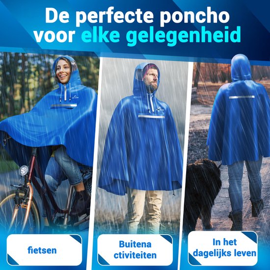 Nextcover Regenponcho Fiets voor Dames en Heren | Regencape met AquaShield 2.0 Technologie, Winddicht & Waterdicht | Ideaal voor Fietsen, Wandelen en Vissen | Fietsponcho Volwassenen Unisex Pasvorm | Poncho