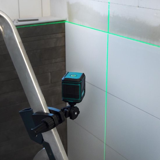 VONROC Kruislijnlaser – Groen – Zelfnivellerend – 18 meter – Incl. bevestigingsbeugel, opbergtas