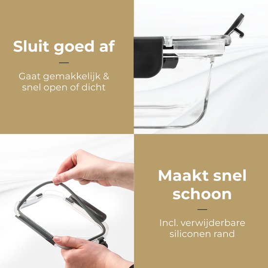 Stosh Meal prep bakjes - Vershoudbakjes - Diepvriesbakjes - 10 Stuks - 5x1050ML & 5x350ML - BPA vrij - Glas