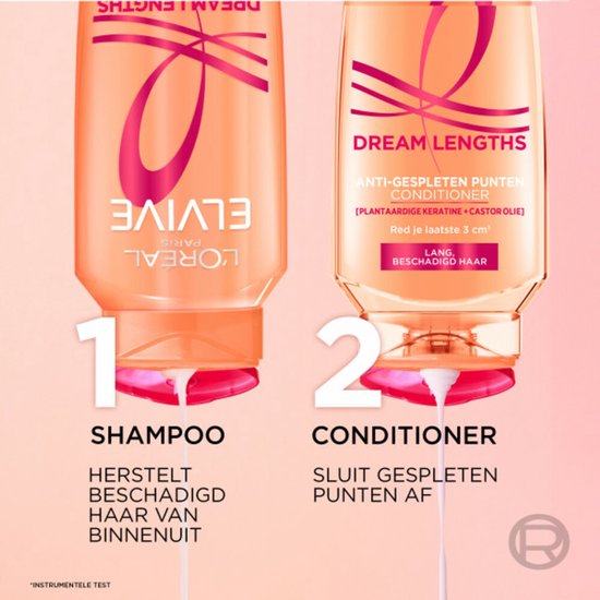 L'Oréal Paris Elvive Dream Lengths Shampoo - Voor lang, beschadigd haar - Herstellende shampoo - 250 ml