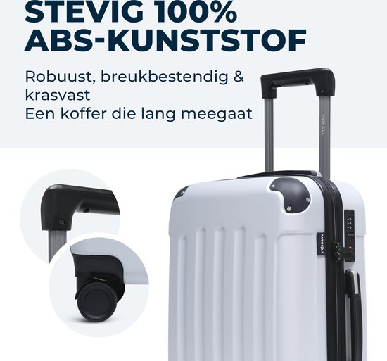 Pathsail® Handbagage Koffer 40L x 55CM - ABS - Lichtgewicht Trolley - Incl. TSA slot & Spinner wielen - Silver
