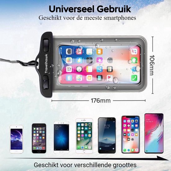 Travelhawk Waterdichte Telefoonhoesjes – Drybag Set 2 stuks – Smartphone & Paspoort – Doorzichtig
