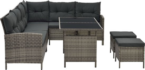 Juskys Polyrotan Loungeset - Manacor - Grijs