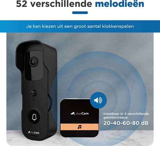 AyeCam Draadloze Chime – Extra Binnenbel voor Video Deurbel – Plug & Play – Inclusief NL Handleiding