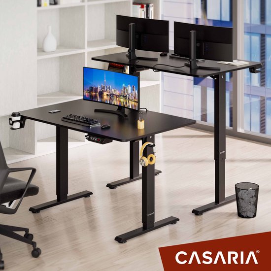 Casaria Zit Sta Bureau – Hoogte Verstelbaar Elektrisch - 110x60cm Zwart