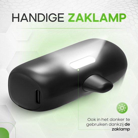 iSetchi Mini Powerbank 5000 mah - Compact formaat - Externe Batterij - Geïntegreerde Kabel - Noodpakket - Lightning Kabel - LED-Display - Geschikt voor iPhone - Zwart