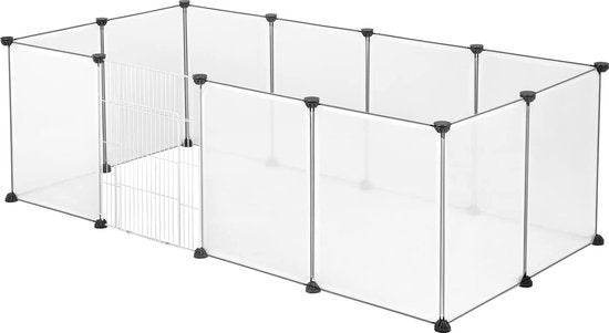 EUGAD Vrije-loopren voor konijnen en cavia's van kunststof, behuizing van 12 platen (35x45cm/plaat), transparante hamsteruitloop, BHT 145x46x75cm
