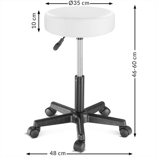 Casaria Verstelbare Draaikruk - 46/60cm Zithoogte – 1 Stuks Wit