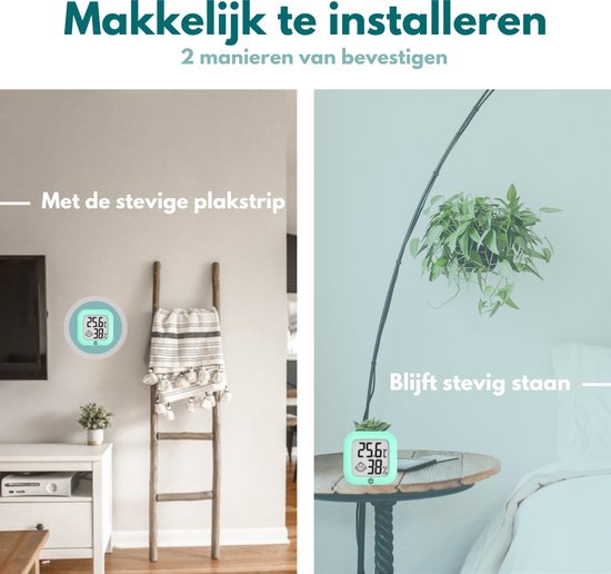 Ease Electronicz Hygrometer - Weerstation - Luchtvochtigheidsmeter - Thermometer Voor Binnen - Incl. Batterij en Plakstrip
