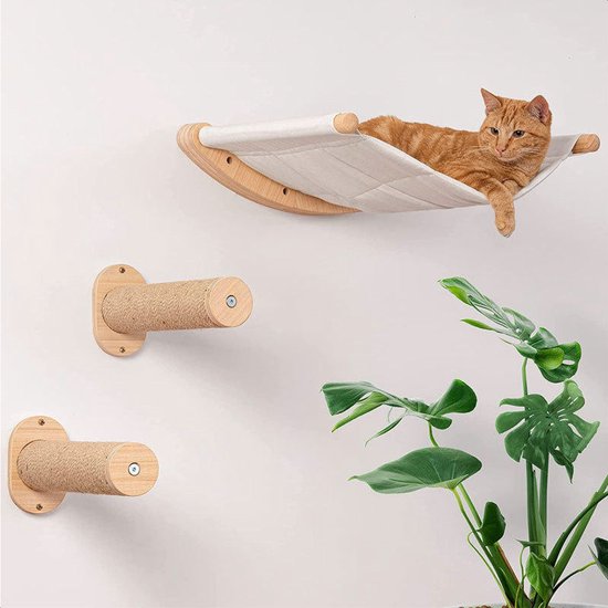 LBB Katten klimmuur met Hangmat - Beige - 21x18.50x5cm