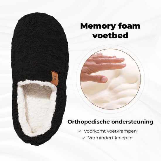 Pantoffels Dames - Sloffen - Maat 42/43 - Zwart - Anti-slip - Comfeet