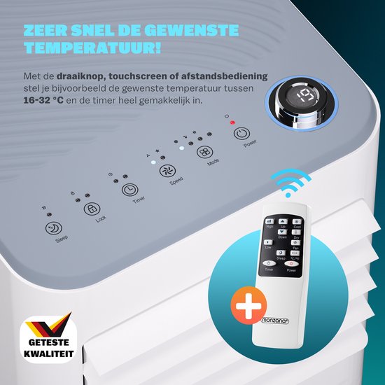 MONZANA Airco 7000BTU - 3in1 Rolluikkit - Mobiel - 16-32°C