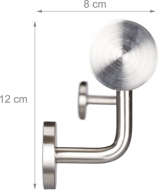 aluminium trapleuning - rond - voor binnen en buiten - beukenhout look - 150 cm - Ø 42 mm - met wandhouder - natuur