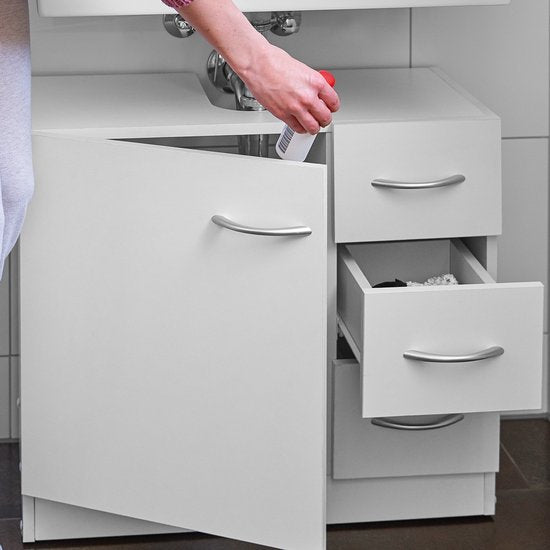 Deuba Wastafelmeubel - 3 Lades 63x54x30cm Onderkast - Wit