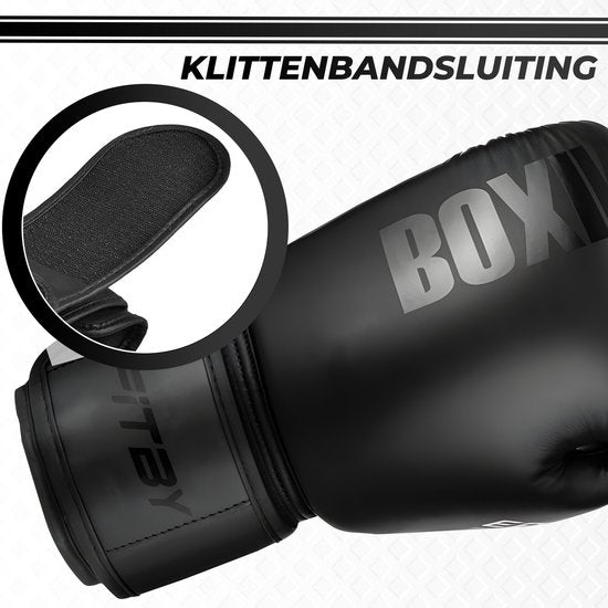 Fitby Bokshandschoenen - Kickboks Handschoenen - Bokshandschoenen - Zwart - 12 oz