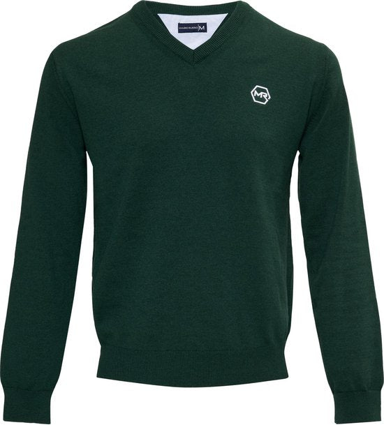 Mario Russo Pullover - Donkergroen - Maat L - Italiaanse Schnitt - 85% Katoen Pullover