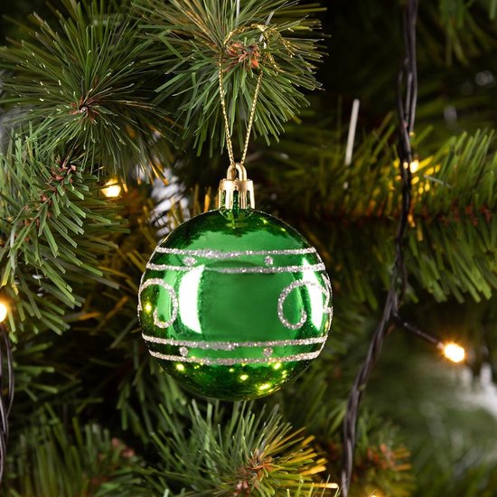 Kerstboomballen 24st Ø6cm - Mat Glanzend Kunststof - Groen