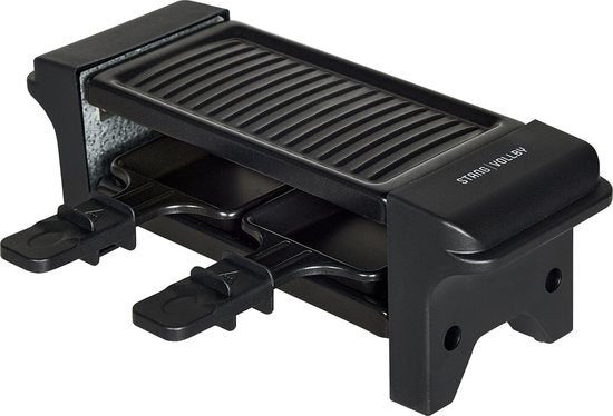 StangVollby GRILLA Gourmet Set voor 2 Personen - Klein Gourmetstel - Elektrische Grillplaat - Raclette Gourmetset - Grillen - Bakken - Anti-aanbaklaag - Gourmetten - Kerst Tafelen - Zwart - Kunststof - Gourmetstellen - Gourmet pannetjes - 350W
