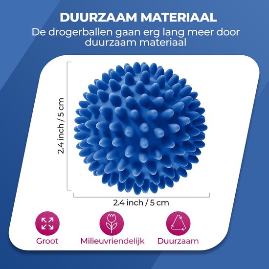 Roegaarden Drogerballen - Wasbollen - 6 Stuks - Siliconen - Sneller droog - Anti-kreuk