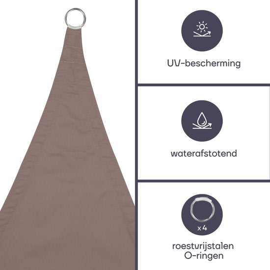 Perel Schaduwdoek waterafstotend 5 x 5 m 160 g/m² polyester vierkant taupe