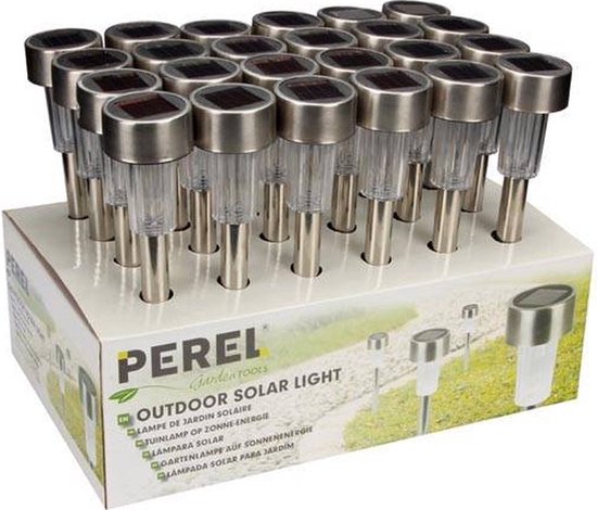 Perel Tuinlamp Solar 37 X 5,5 Cm Rvs Zilver/wit