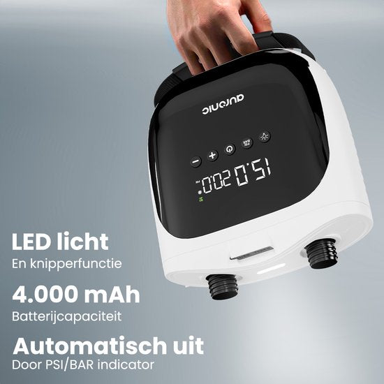 Auronic 2-in-1 Elektrische Luchtpomp - Sup Pomp - 4000 mAh Batterij - 12-17V - 20 PSI - o.a. SUP Board, Luchtbed, Kajak, Kite & Tent - Opblazen/leeglopen