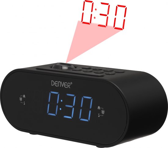 Denver Wekkerradio met Projectie - FM Radio - 180° Projectieklok - Dubbele Wektijd - CRP717 - Zwart