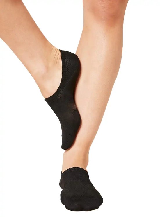 2-paar onzichtbare Footies bamboe - Lage bamboe sneakersokken - Kousenvoetjes voor dames en heren - 38 - Zwart